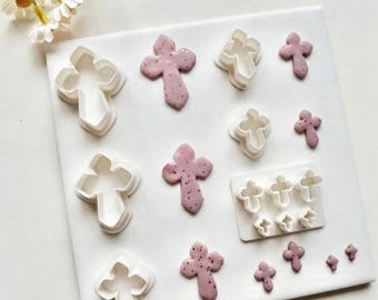 Easter Cross Polymer Clay Cutters, 6Pcs Set, Plastic, Different Shapes, DIY Pottery, Earrings Pendant Necklace Making, Handmade Jewelry Tool