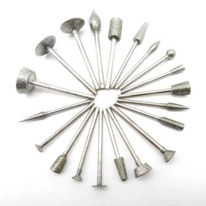 20Pcs Diamond Grinding Burr Set, 3mm/0.11in Shank, Glass Jade Stone Engraving, Ceramic Carving, Polishing Drill Bits Rotary Tool Accessories