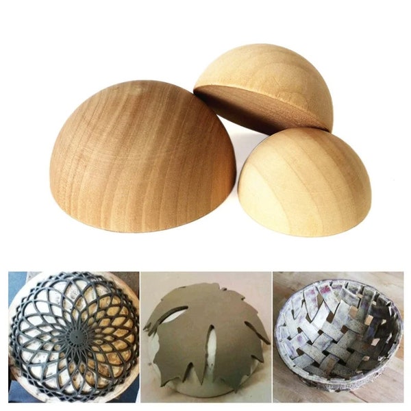 Moules à façonner la poterie, Bois, Forme hémisphérique/semi-circulaire, Outils en argile, Gabarit de fabrication de bols ronds en céramique à faire soi-même, Aide pédagogique pour école d'art