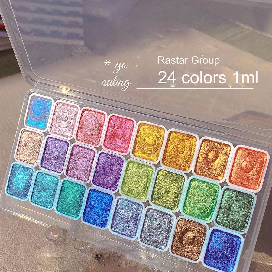 SEAFRONT 24 Colori Ad Acquerello In Pastiglia - Set Perlescente, Metallico E Macaron Per Pittura E Nail Art - 2