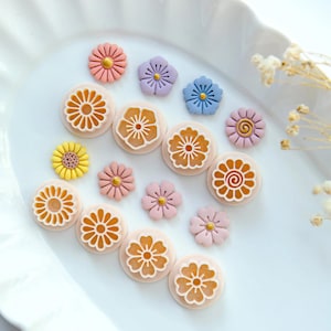 Spring Flower Stud Polymer Clay Cutter, PLA, Various Styles, DIY Earring Making, 3D Printed Clay Tool, Floral Pattern Cutting Mold Accessory