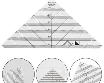 Righello da cucito triangolare, strumento per trapuntatura fai da te in acrilico, accessori per misurare tessuti per negozi di abbigliamento, design cavo durevole, elementi essenziali per il ricamo