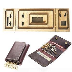 Fustella per fustellatura di sacchetti di carta, lama in acciaio giapponese, base in legno, stampo per portachiavi in pelle, taglierina artigianale, con foro per cucitura, utensile per fustellatura fai da te