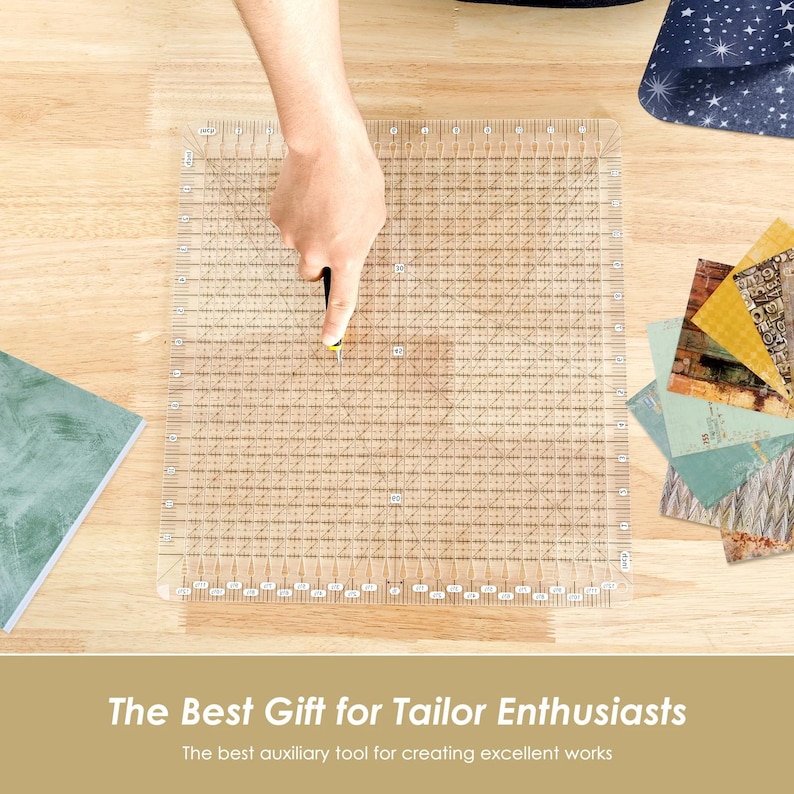 Quilting Ruler, Clear Acrylic, Grid Square Template, Fabric Cutting ...