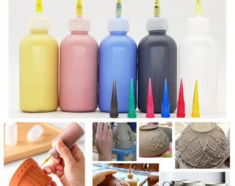 Pottery Mud Painting Bottle, 1/5Pcs, Plastic, Squeezing Texture Tool, Multi-Needle Ceramic Coloring Kit,  Glaze Painted Clay Craft Sculpture