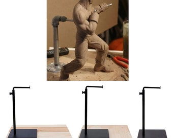Pottery Clay Stand, Metal Pipe Bracket, Wooden Board Base, Ceramics Modelling Holders, Sculpture Scaffold, Working Accessories, DIY Toolkits