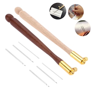 Aghi da ricamo francesi, 4 pezzi, legno + metallo, uncinetto Tambour Luneville, accessori per cucire con perline glitterate, progetto fai da te essenziale per l'artigianato