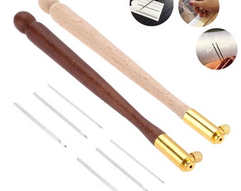 French Embroidery Needles, 4Pcs, Wood+Metal, Tambour Luneville Crochet Hook, Glitter Bead Sewing Accessories, DIY Project Crafting Essential