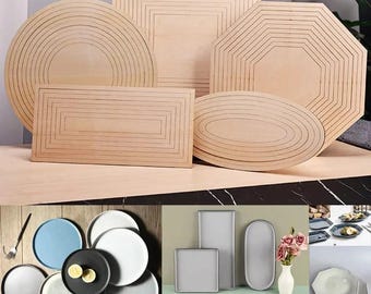 Ceramic Plate Forming Mold, Wooden Various Shapes, Different Sizes, Concentric Cutting Guide Board, Clay Molding Base, Pottery Shaping Rails