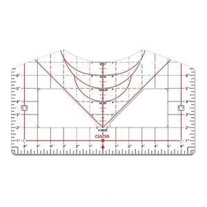 Righello per magliette, plastica, allineamento del centraggio del collo rotondo, scala precisa, strumenti di calibrazione della pellicola protettiva, accessori per cucire, guida al taglio