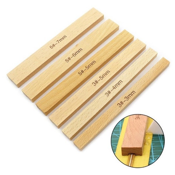 Zipper Gluing Anti-Overflow Ruler, 3/6Pcs, Multiple Sizes, Beechwood, Installation Assistant Hand Tool, Sewing Accessories, DIY Leathercraft