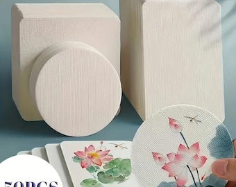 Watercolor Paper Sheet, 50pcs, 300 GSM, Various Sizes, Textured Thick Art Pad, DIY Drawing Painting Sketching Gouache Illustration Material