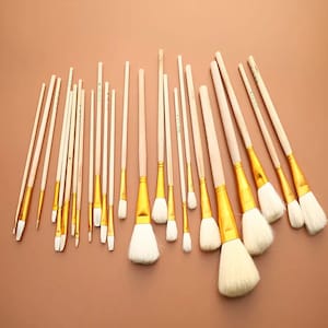 Aquarellmalereipinsel, 12-teilig, Wollhaare, Holzgriff, mehrere Größen, Keramikglasur-Färbezubehör, Acrylstift Arts Essentials