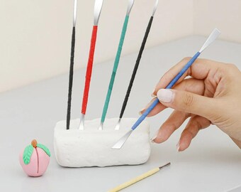 Pottery Sculpting Tools, 6Pcs, Clay Cutters, Stainless Steel Double Ended, Ceramic Pieces Modeling, DIY Plaster Sculptures Carving Shaping