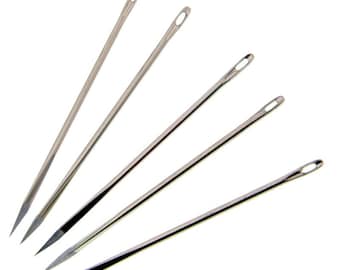 Leather Stitching Needles, 10Pcs, Multiple Sizes, Stainless Steel, Triangular Shaped Pin, Large-Eye, Needlework, Crafts Kits Sewing Supplies