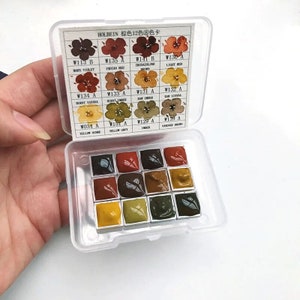 Aquarelverf, 12 Kleuren, Plastic Palet, Bruine Aarde Antieke Kleuren, Kunst Schilderij Accessoires, Tekenbenodigdheden, Draagbare Kunstenaars Kit