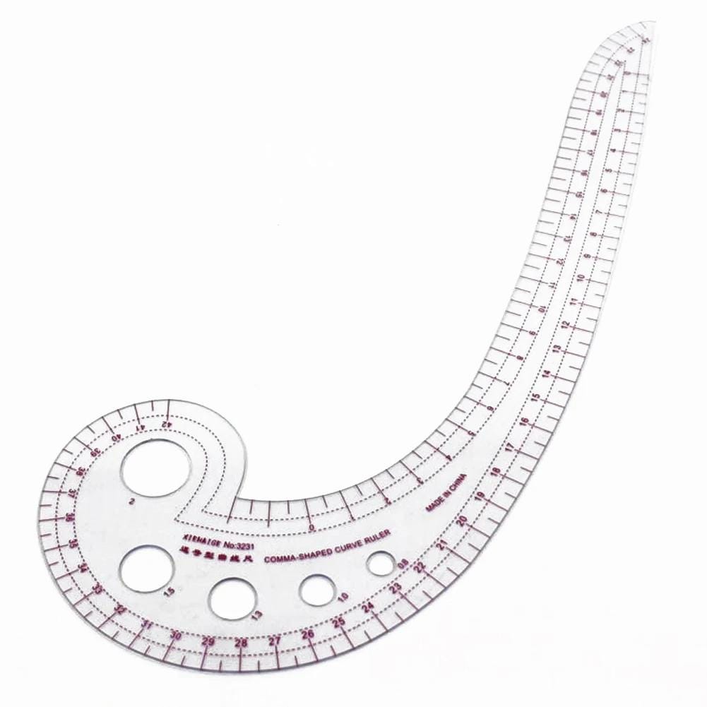 Sewing Ruler, Plastic Transparent, Comma Shaped, Multifunctional Garment Cutting Pattern, Curve Design French Tools, DIY Patchwork Templates