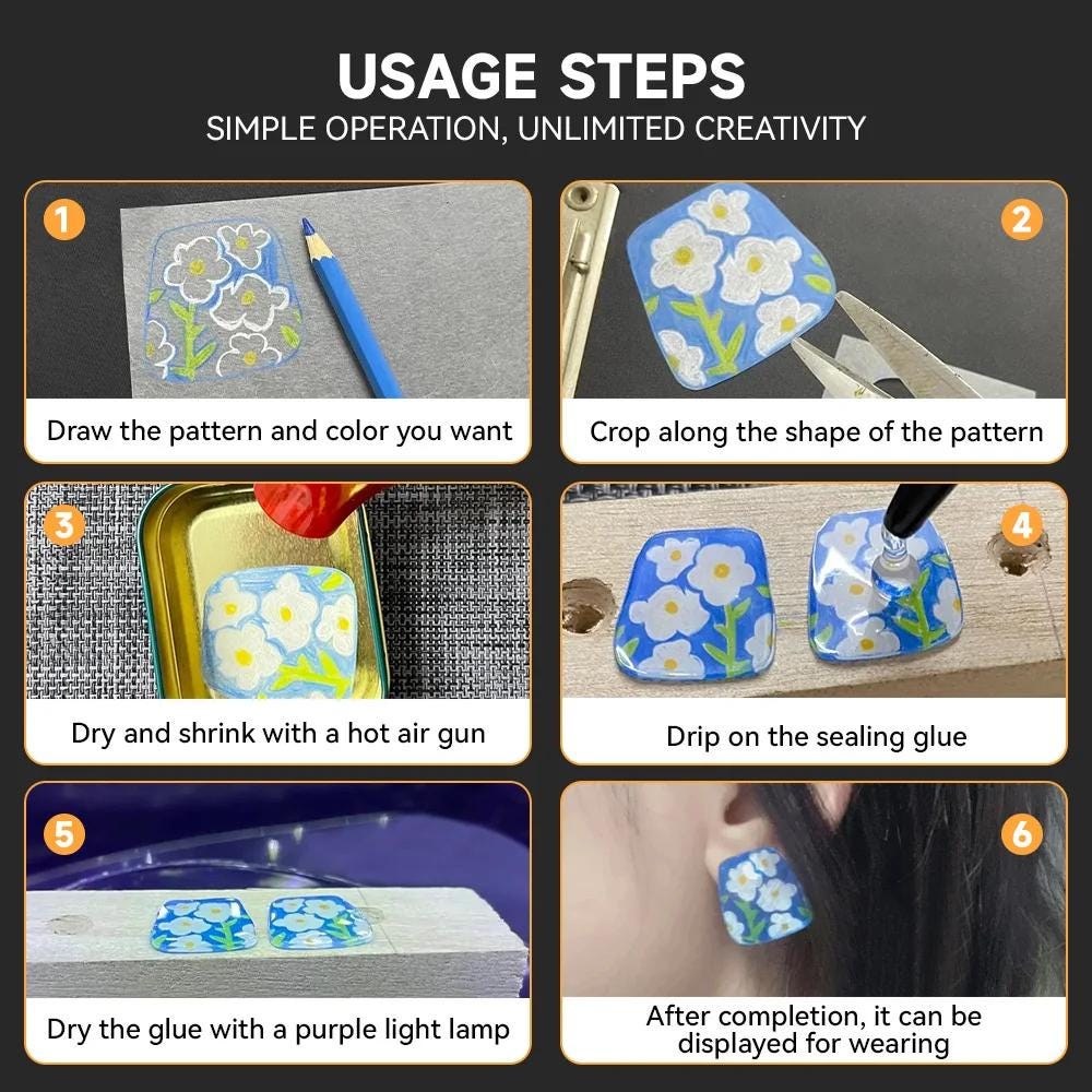 Jeanoko Foglio Di Plastica Termoretraibile, Traslucenza Plastica Termoretraibile Operazione Semplice Per Segnalibro Per Portachiavi Per Gioielli(Serie Animali JS-81 (8 Pezzi/Confezione