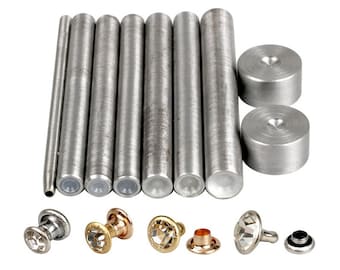 Leather Rivets Kits, Multiple Sizes, Steel Hand Die Tool Press, Stud Setter Setting, Leathercraft Bag Shoes Belt Making, Craft Metalworking