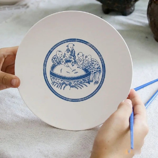 Esmalte de papel de transferencia de arcilla de cerámica, azul Jingdezhen, accesorios de decoración de imágenes de flores bajo vidriado de cerámica, elementos esenciales de artesanía DIY de moda
