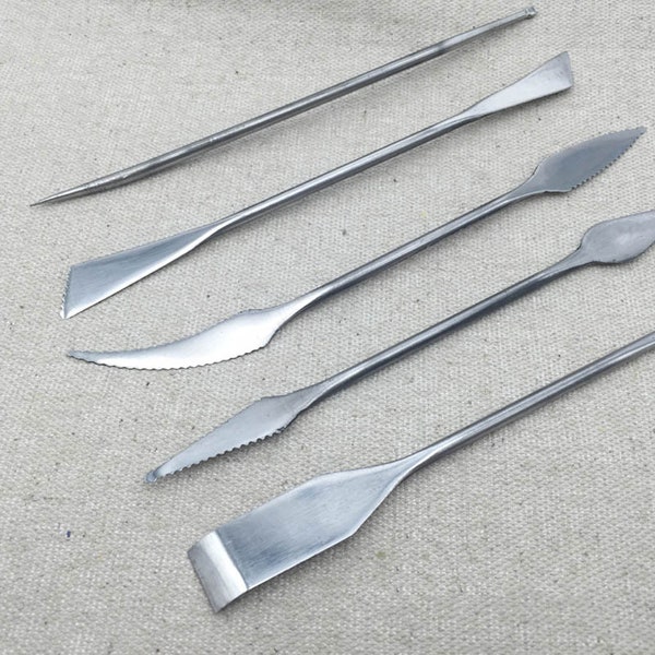 Clay Sculpting Tools, 5Pcs, Multiple Sizes, Stainless Steel, Professional Pottery Sculpture, Carving Knife, Painting Palette Kit, Art Crafts