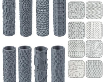 Clay Texture Roller, Plastic, Various Patterns, Wargaming Bases, Polymer Craft Patterned Rolling Pin, Walls Floors Scenic Modeling Accessory