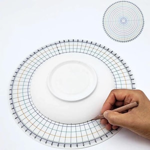 Righello divisore circolare per ceramica, in plastica, guida rotonda per parti uguali, cartoncino per pittura sotto smalto su ceramica, accessori per la creazione di oggetti artigianali in argilla fai da te