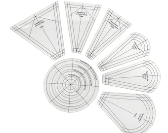 Quilting Template, 10Pcs, Clear Acrylic, Different Shape, Dresden Plate, Domestic Sewing Machine Parts, Drawing Accessories, Measuring Ruler