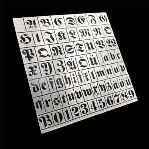 Placa de estêncil de letras e números, metal, combinação de Fraktur alemão faça você mesmo, fonte gótica, atualização de modelo de tanque de carro faça você mesmo, acessórios para desenho e pintura artesanal