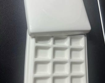 水彩パレット、12/20ウェル、正方形セラミック、蓋付き絵具混合トレイ