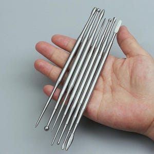 7pcs Clay Sculpting Tool, Stainless Steel Double-Ended, Various Styles, Carving Knives, Polymer Pill Sticks, Pottery Modeling Sculpture Kits