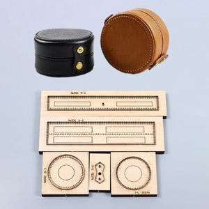 Fustelle per borse porta monete in pelle, 5 pezzi, base in legno, lama in ferro, taglierino, stampo per cuciture, modelli per la realizzazione di custodie per gioielli in pelle