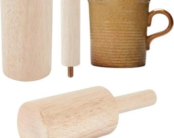Pottery Cup Mold, Wood, Clay Bowls Shaping Forming Tools with Handle, Cups Handled Shaper, DIY Ceramic Plaster Modeling, Sculpting Accessory