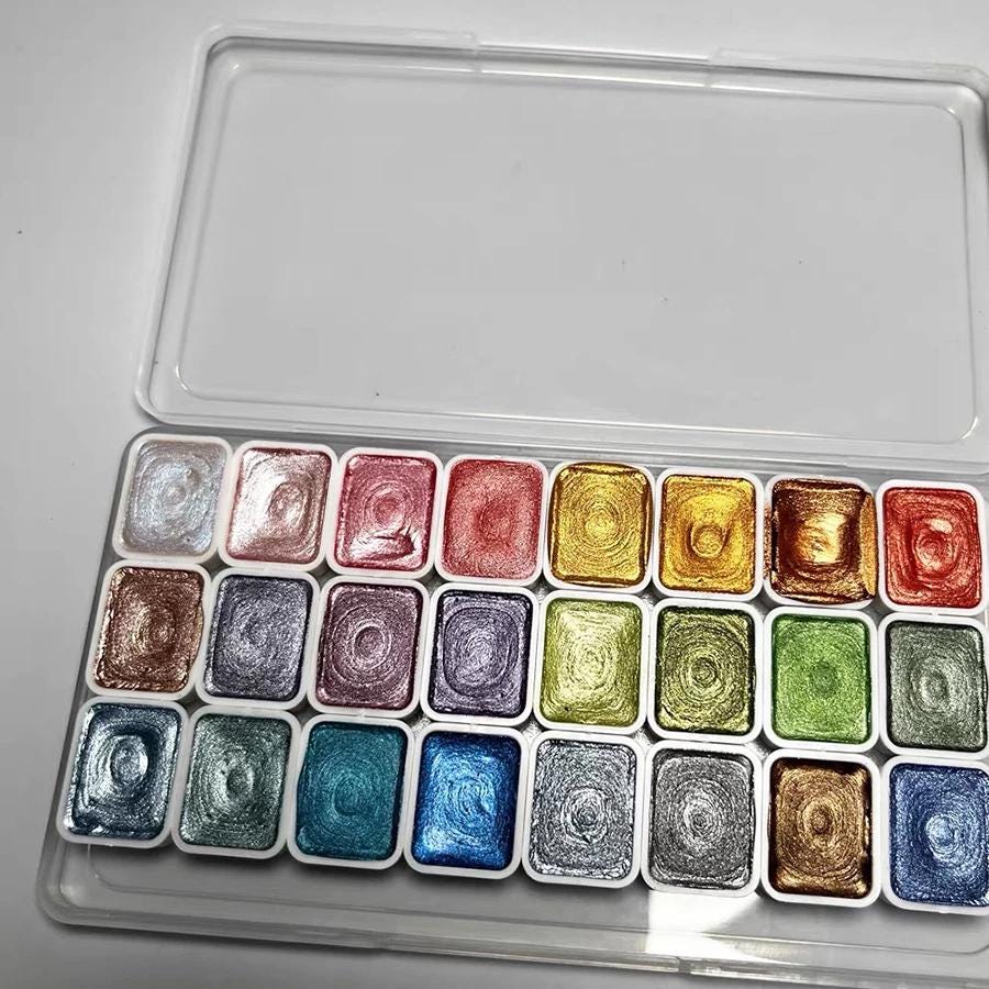Scatola Di Colori Ad Acquerello Con 48 Colori Inclusi Pennelli E Set Di Colori In Carta