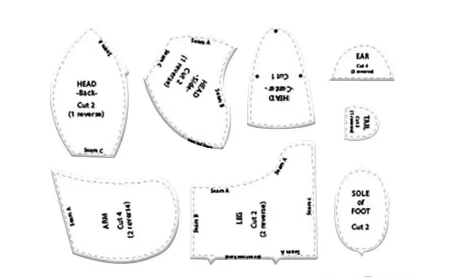 Memory Bear Template Ruler Set, 10pcs, Acrylic, Creative Cuddly Toy ...