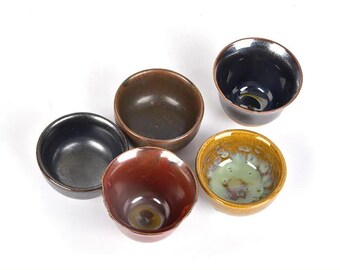 手作り層釉流し陶碗 Murata Gen 村田 元, Jar, Black Slip Over Rice Husk Glaze 糠
