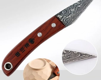 Couteau à greffer droit, acier japonais, manche en bois, accessoire de coupe d'arbres fruitiers pour la taille des bonsaï, outils en céramique, sculpture sur bois, épluchage DIY