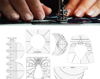 Quilting Ruler, 6Pcs, Multiple Sizes, Transparent Acrylic, Free Motion Patchwork Templates, Beginner DIY Sewing Tool Home Crafting Accessory
