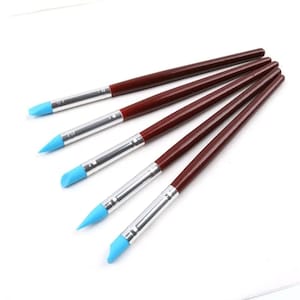 5Pcs Rubber Tips Sculpting Tools, Wooden Handle, Polymer Clay Carving Pens, Multiple Silicone Heads, Pottery Arts Making, DIY Craft Shaping