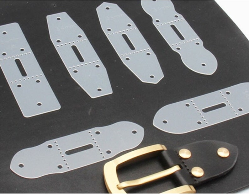 Leather Belt Template 6pcs Multiple Sizes Clear PVC Buckle Head End Leather Belt Template 6pcs Multiple Sizes Clear PVC Buckle Head End