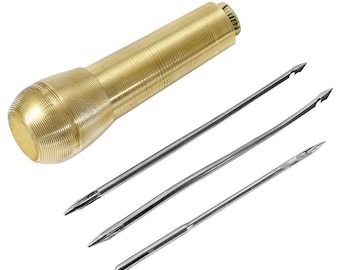 Vervangbare leren naai-priem, 4-delige meerdere maten, rechte/gebogen haken, knutselnaaldenset, handstikset, taper reparatiegereedschap