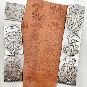 Leather Stamping Tools, 6Pcs, Aluminum Alloy, Skull Head Design, Pirate Logo Embossing, Leathercrafst Carving, Stamper Pattern Pressing Mold
