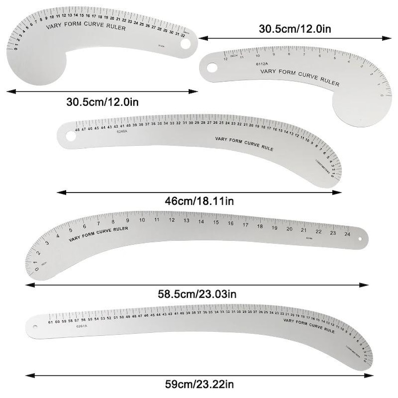 French Curve Ruler, Aluminum, Various Styles, Tailor Sewing Patchwork ...