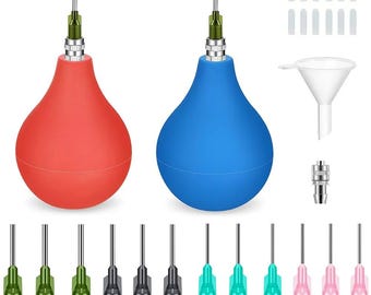 Pottery Precision Applicator Tools, 12Pcs, Silicone Squeeze Balls, Stainless Steel Tips Plastic Funnel Needle, Essential Oils Glue Dispenser
