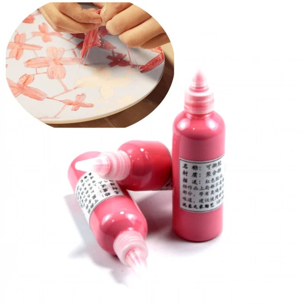 Pottery Art Tearable Glue, 100ml/Bottle, Polymer, Red Gelatinous, Hollow Out Quick-Drying Glaze,Ceramic Tool, DIY Glazing Auxiliary Material