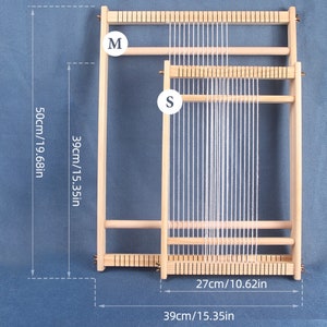 Kit de telar, 13 piezas, marco de madera, bolas de hilo, herramientas para tapices para principiantes, juego completo, fabricación de tapices de pared, barra de heddle desmontable para bricolaje imagen 2