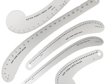 French Curve Ruler, Aluminum, Various Styles, Tailor Sewing Patchwork Templates, Garment Design, Pattern Drafting, Geometric Measuring Tools