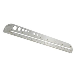 Righello da cucito, acciaio inossidabile, modello rotondo, scala trasparente, fori per compasso, goniometro, strumento di misurazione multifunzionale, creazione di oggetti in pelle