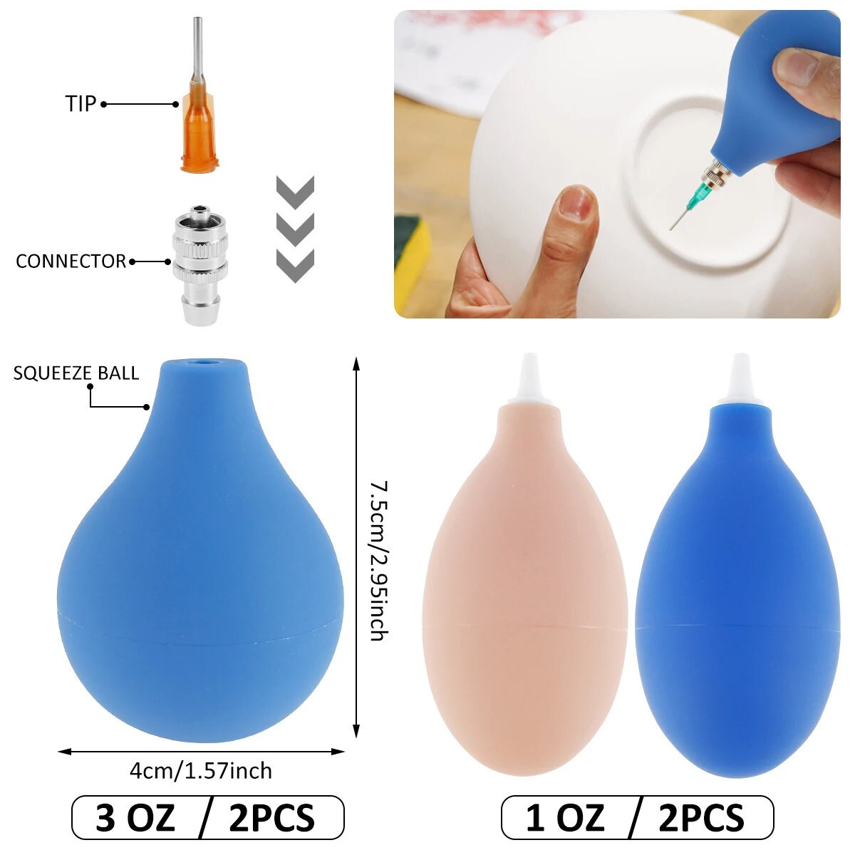 Applicator Tools Pottery Precision Applicator Tools, 51/102pcs Set, Silicone Squeeze ...