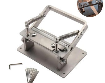 Leather Peeling Thinning Machine, 2Pcs Stainless Steel, Splitter Skiving Tool Thickness Reducer Belt Bag Strap Making Leathercraft Equipment